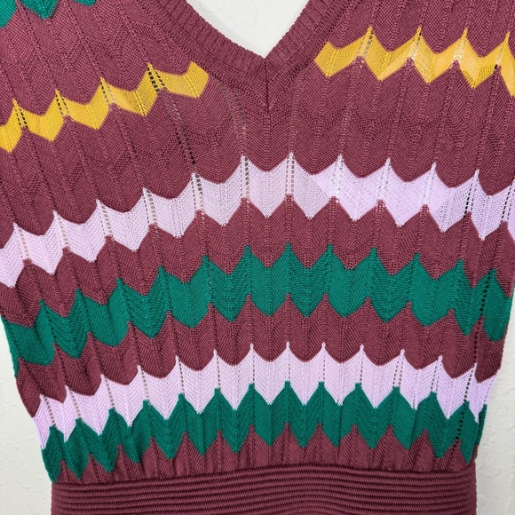 NWT M MISSONI Wide Leg Knit Jumpsuit Long Overalls Zig Zag Pattern V-Neck XS - Picture 10 of 16